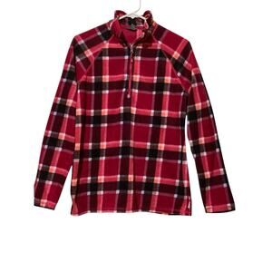 Eddie Bauer Flannel Shirt Womens M Red Plaid Long Sleeve Pockets Cotton